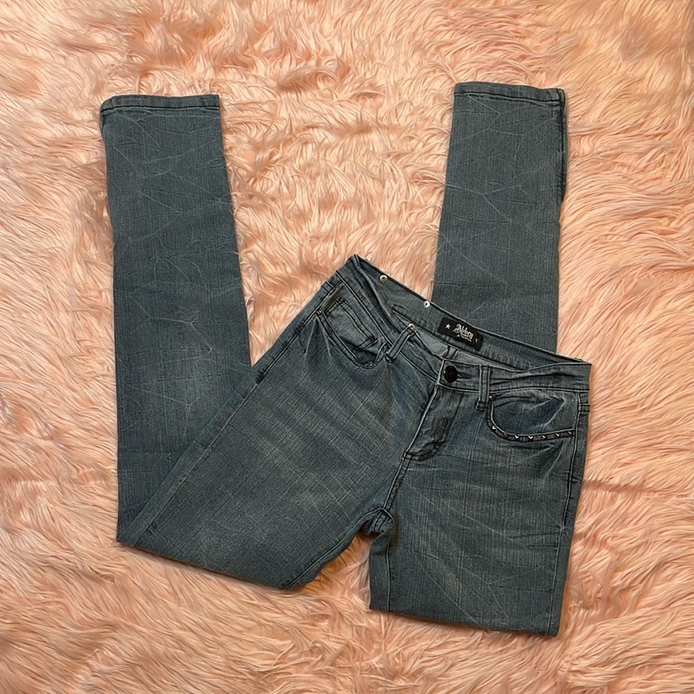 Abbey Dawn Women's Blue and Black Skinny Y2K Dark Wash Low‎ Rise Jeans Size 3